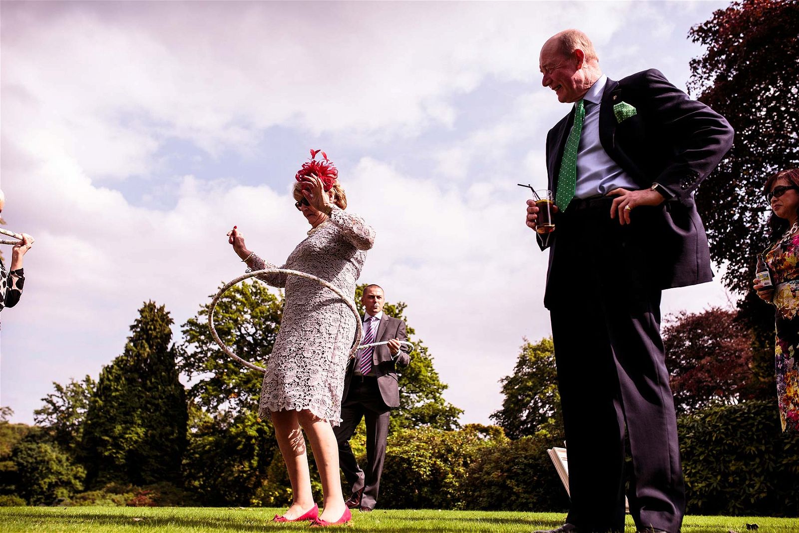 Fun with the garden games on the lawns at Sandon Hall in Stafford by Stafford Reportage Wedding Photographer Stuart James