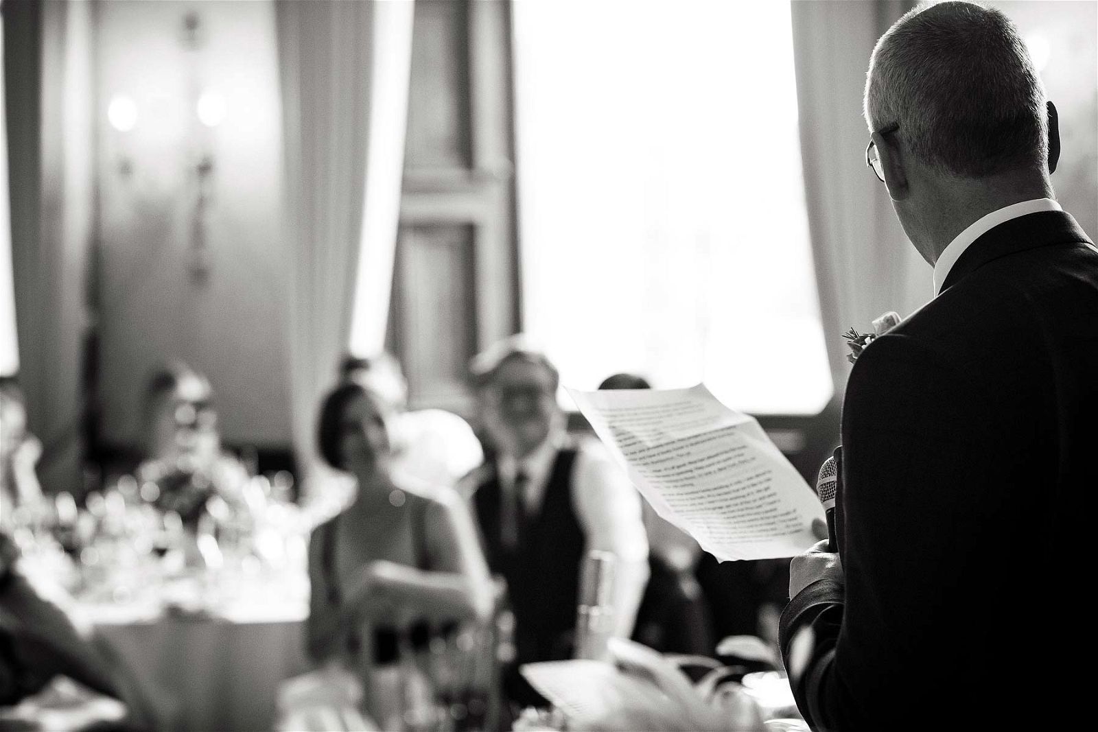 Bringing the wedding speeches back to life at Sandon Hall in Stafford by Stafford Documentary Wedding Photographer Stuart James