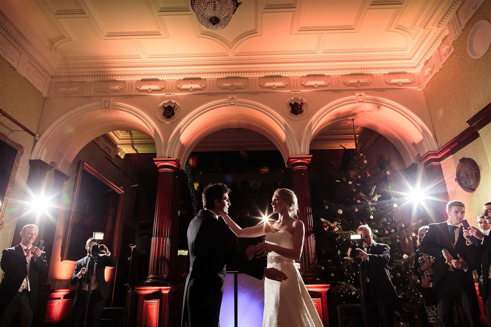 Creative photography of the First Dance at Sandon Hall in Stafford by Staffordshire Documentary Wedding Photographer Stuart James