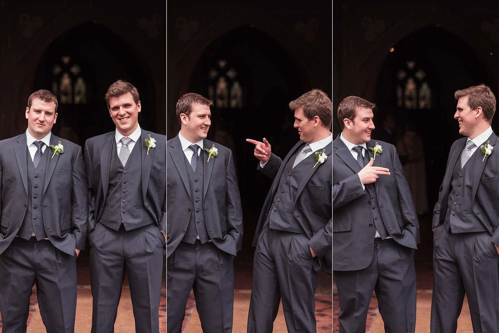 Fun contemporary groomsmen portraits at St Chads Church in Pattingham by Pattingham Wedding Photographer Stuart James