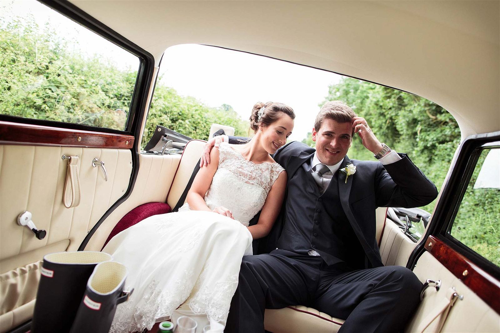 Documentary photographs of the Bride and Grooms country journey to Hundred House Hotel in Telford by Pattingham Wedding Photographer Stuart James