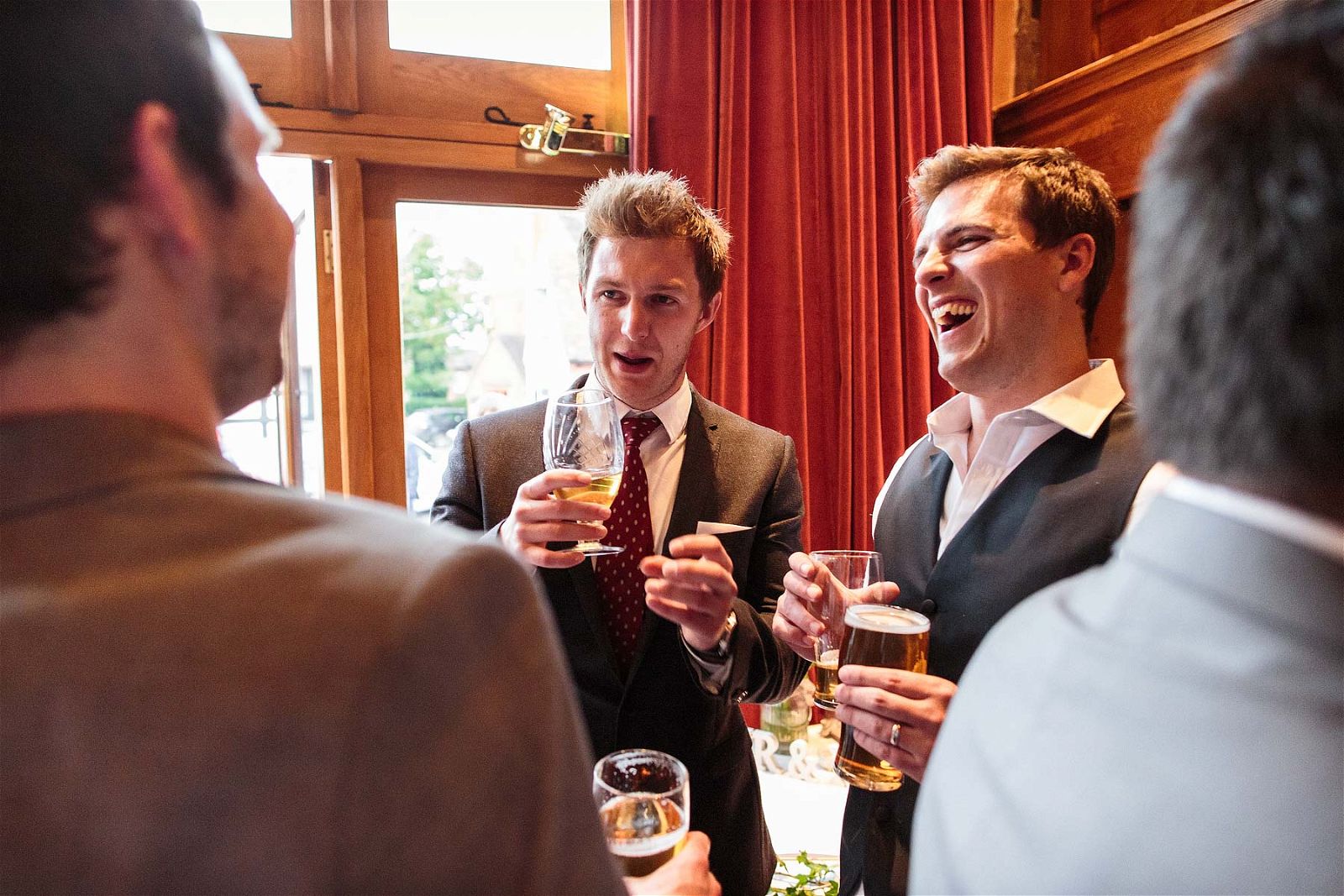 Fun candid photographs of the evening reception at Hundred House Hotel in Norton by Shropshire Documentary Wedding Photographer Stuart James