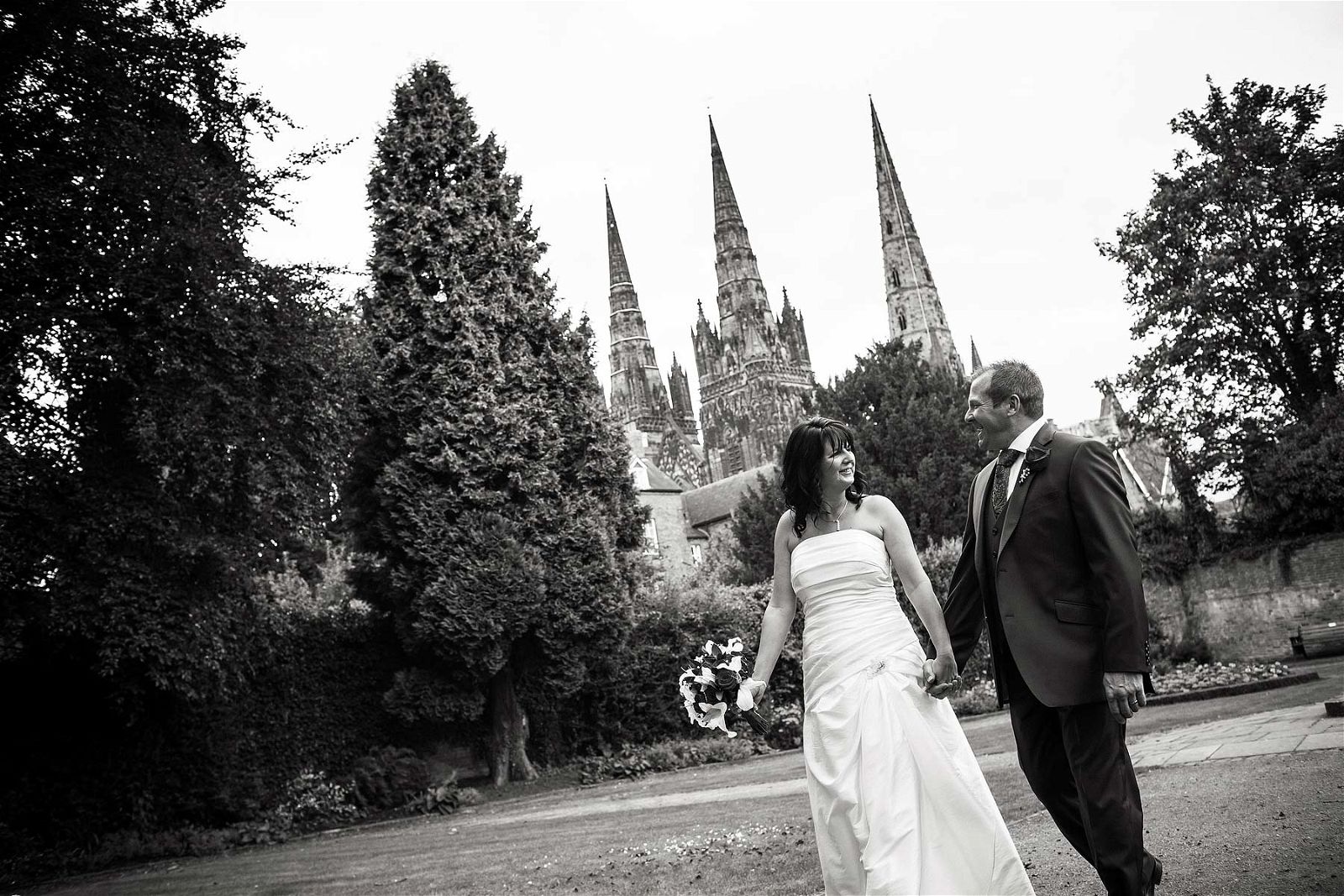 Creative modern wedding photography portraits in Lichfield City Centre in Staffordshire by Documentary Wedding Photographer Stuart James