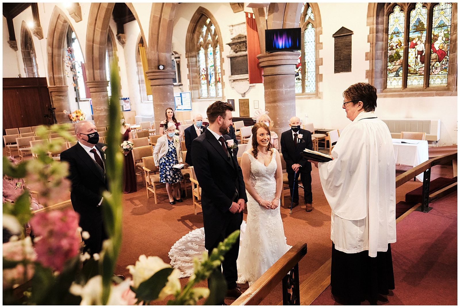 Creative documentary wedding photography at St John the Baptist Church, Shenstone & Moxhull Hall
