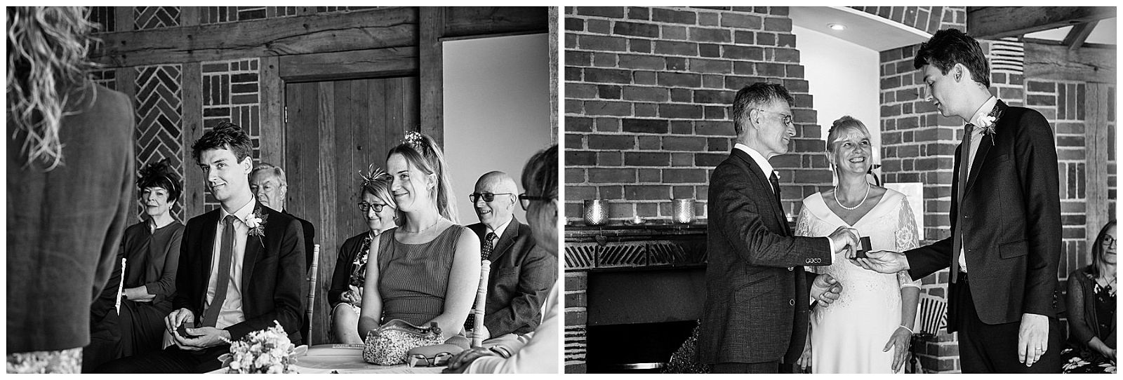 Unobtrusive natural photographs that show the story of there wedding ceremony in the Garden Pavilion at Goldstone Hall in Shropshire by Documentary Wedding Photographer Stuart James