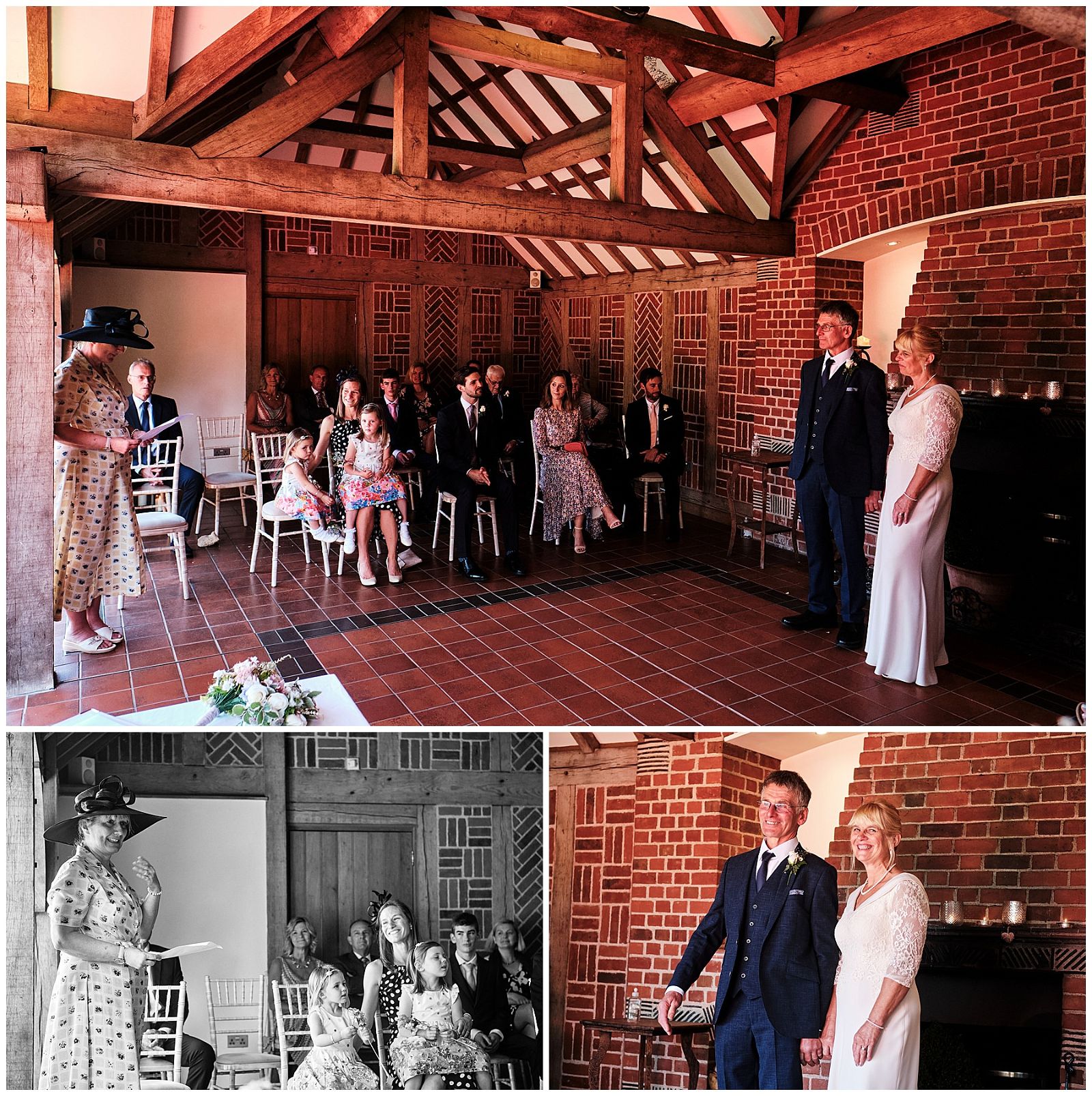 Unobtrusive natural photographs that show the story of there wedding ceremony in the Garden Pavilion at Goldstone Hall in Shropshire by Documentary Wedding Photographer Stuart James