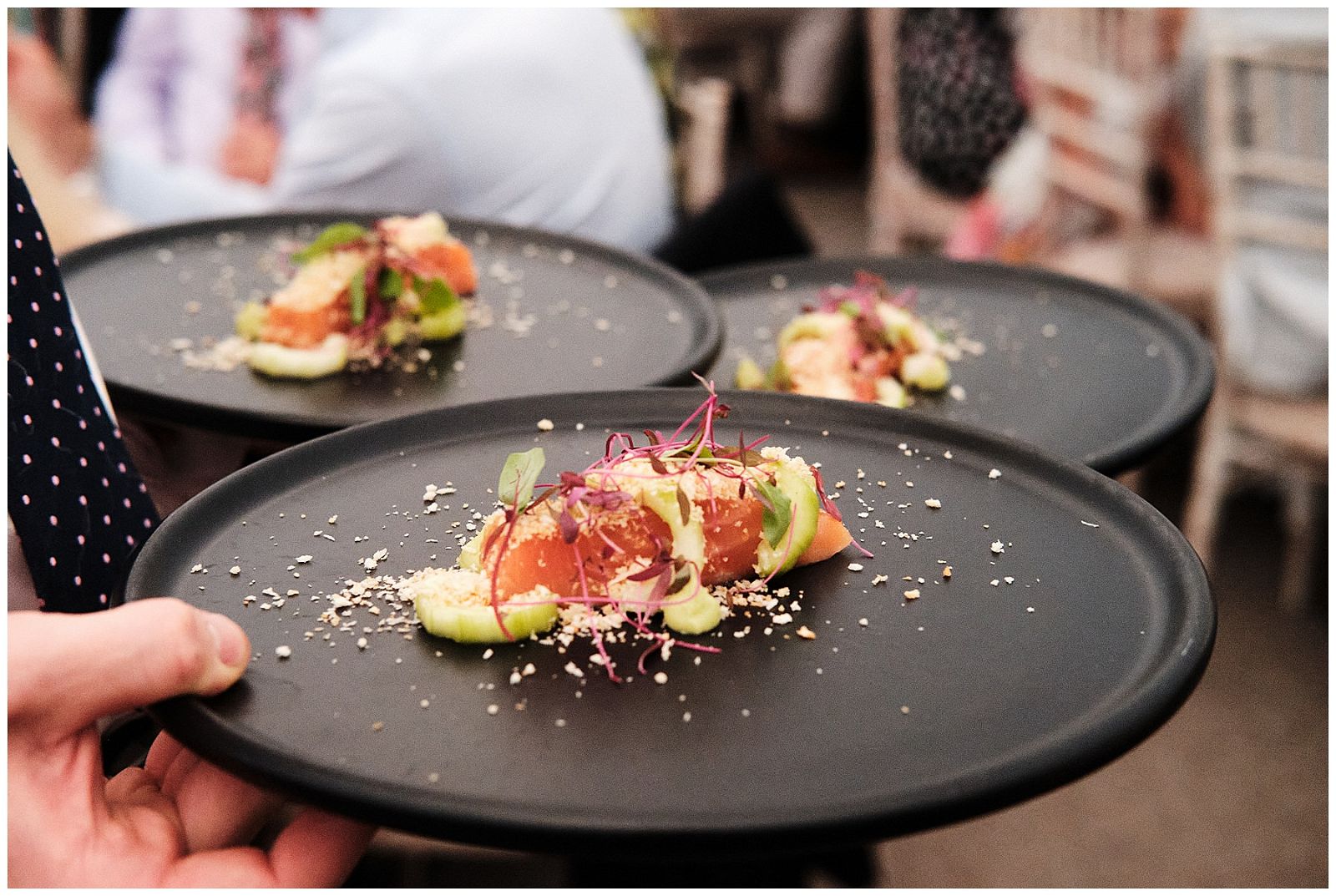 Beautiful food for the guests to enjoy at Goldstone Hall in Shropshire by Documentary Wedding Photographer Stuart James