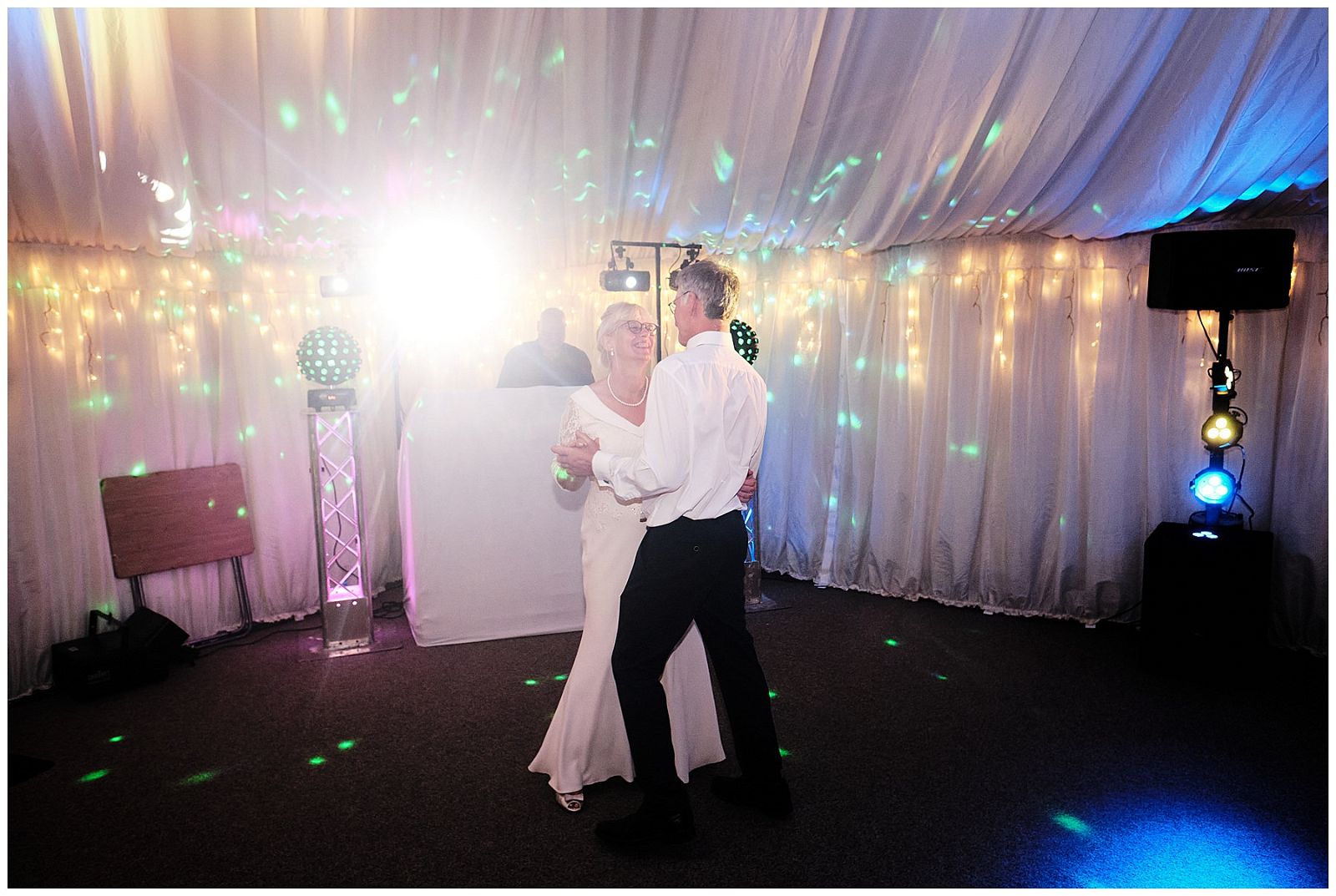 First dance fun to get the party started at Goldstone Hall in Shropshire by Documentary Wedding Photographer Stuart James