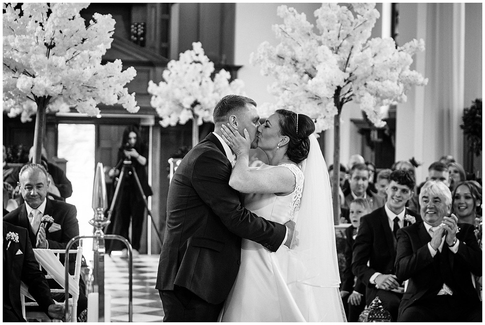 Stunning memories with the best reaction to being announced finally as husband and wife at Hawkstone Hall in Shrewsbury by Documentary Wedding Photographer Stuart James