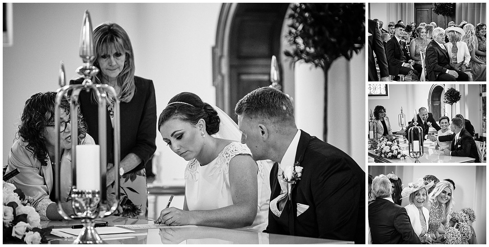 Signing of the register at Hawkstone Hall in Shrewsbury by Documentary Wedding Photographer Stuart James