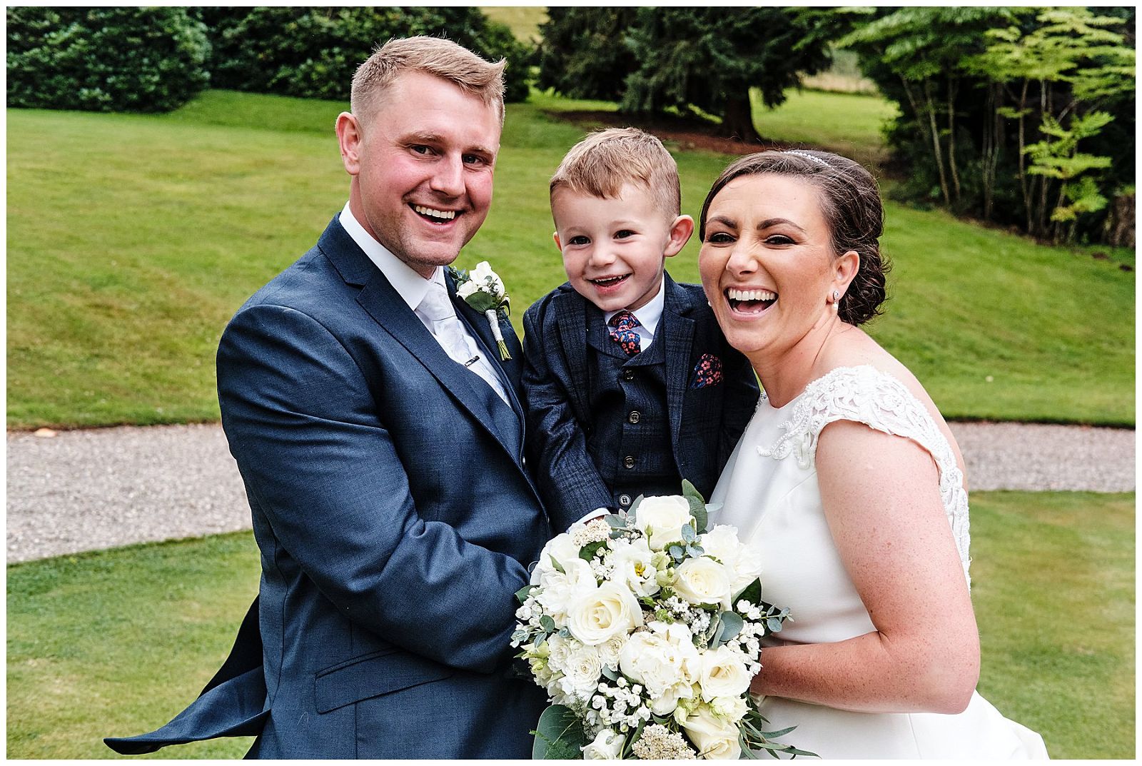 Relaxed family photographs in the grounds at Hawkstone Hall in Shrewsbury by Documentary Wedding Photographer Stuart James