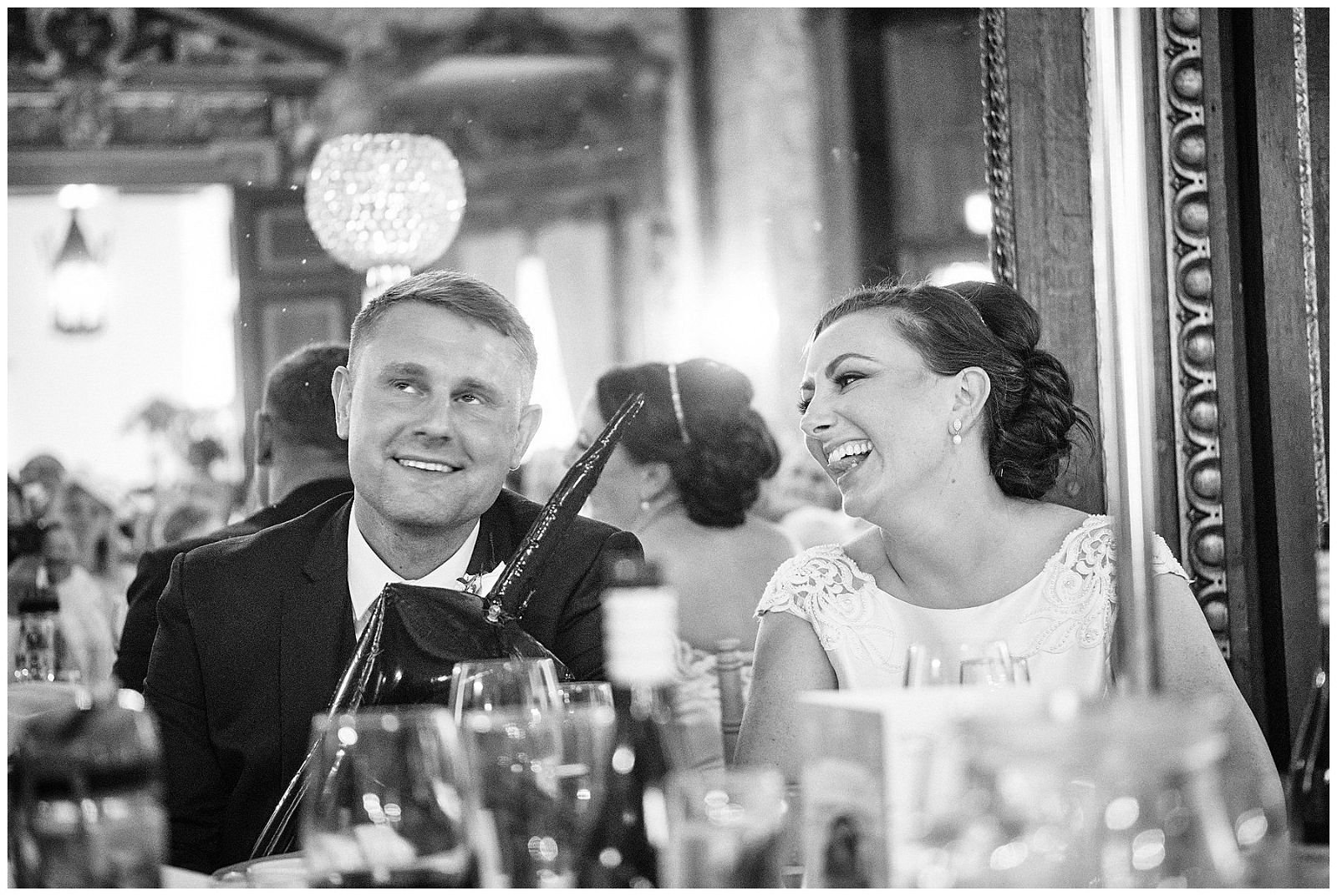 Brilliant speeches by Moz and Taur as best men, eliciting brilliant guest and couple reactions at Hawkstone Hall in Shrewsbury by Documentary Wedding Photographer Stuart James