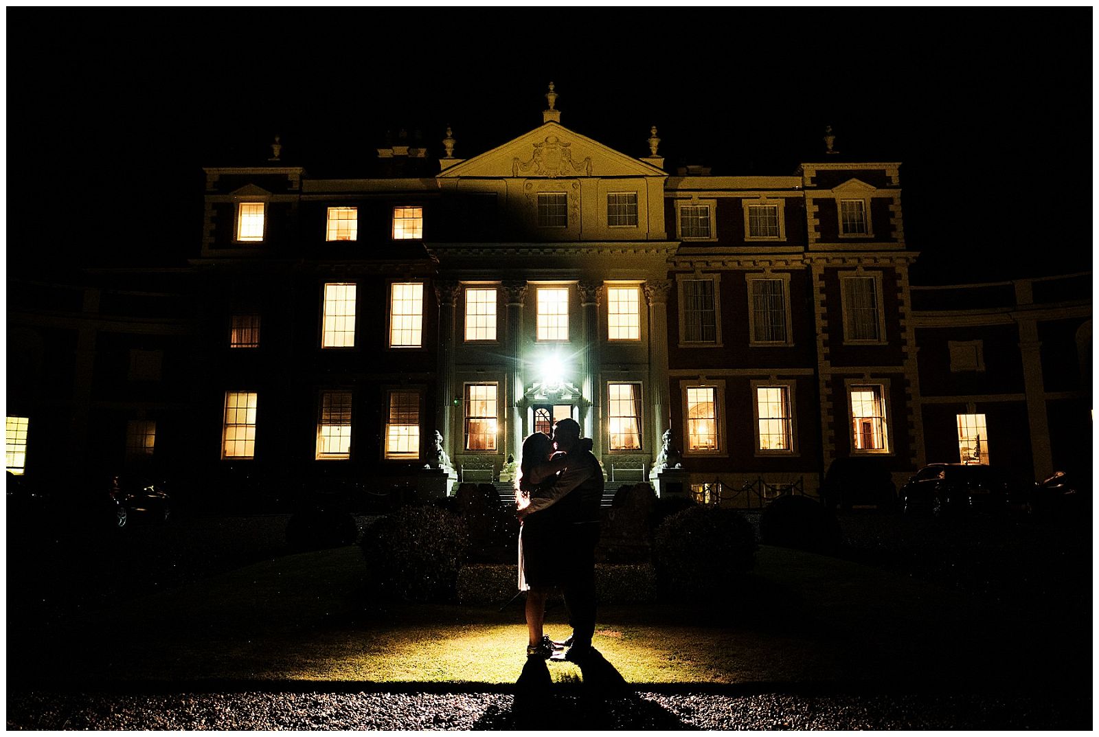 Finishing in style with signature night portraits at Hawkstone Hall in Shrewsbury by Documentary Wedding Photographer Stuart James